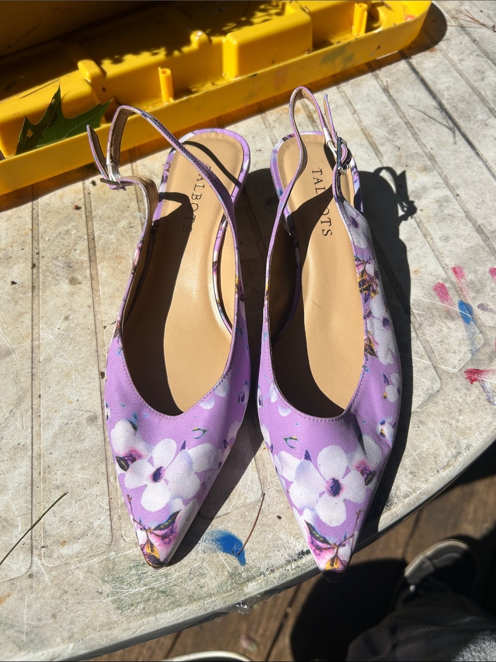 Talbots Purple Floral Slingback Pointed-Toe Flats
